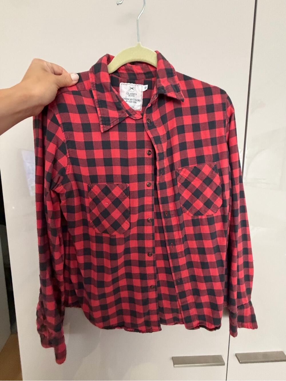 🗽🩶American Colors Red & Black Plaid Flannel Shirt